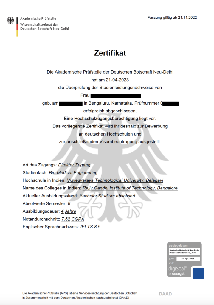 APS Certificate